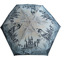 Зонт ZEST женский механика 5 сложений, цветной плоский. Расцветка Серый город