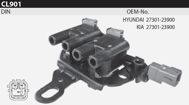 Котушка запалювання Tesla CL 901 для HYUNDAI i30 (FD), KIA, Ceed (ED)оригінальні номери: 27301-23900, 20389, 880319,