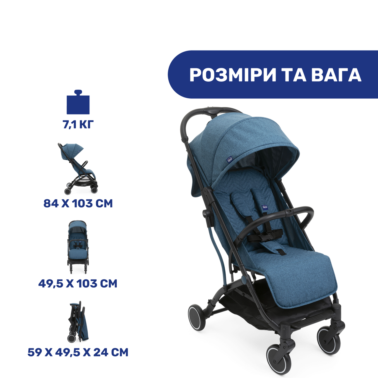 Прогулочная коляска Chicco Trolley Me (Цвет Синий) - фото 4 - id-p1885186623