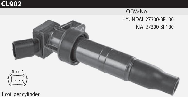 Котушка запалювання Tesla CL 902 для HYUNDAI, Equus / Centennial, Genesis, Santa Fe III, Sonata VI, KIA, Cerato II, Magentis,