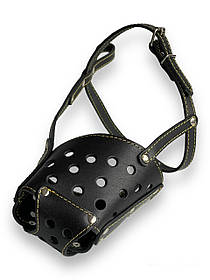 Закритий шкіряний намордник для собак Canem Стаффордширський тер'єр довжина 9 см, обхват 37 см, Чорний