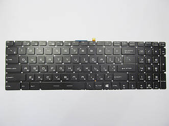 Клавіатура для ноутбука MSI GL62 чорна без рамки, з різнокольоровою підсвіткою UA/RU/US