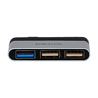 Переходник Borofone DH1 Type-C to USB 3.0 / 2USB Цвет Стально-Чёрный