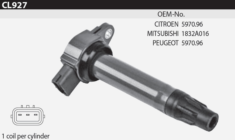 Котушка запалювання Tesla CL 927 для CITROEN C-Crosser, MITSUBISHI, ASX, Lancer, Outlander II, PEUGEOT 4007, оригінальні номери: