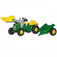 Детский трактор на педалях с ковшом и прицепом Rolly Toys John Deere от 2 до 5 лет (023110)