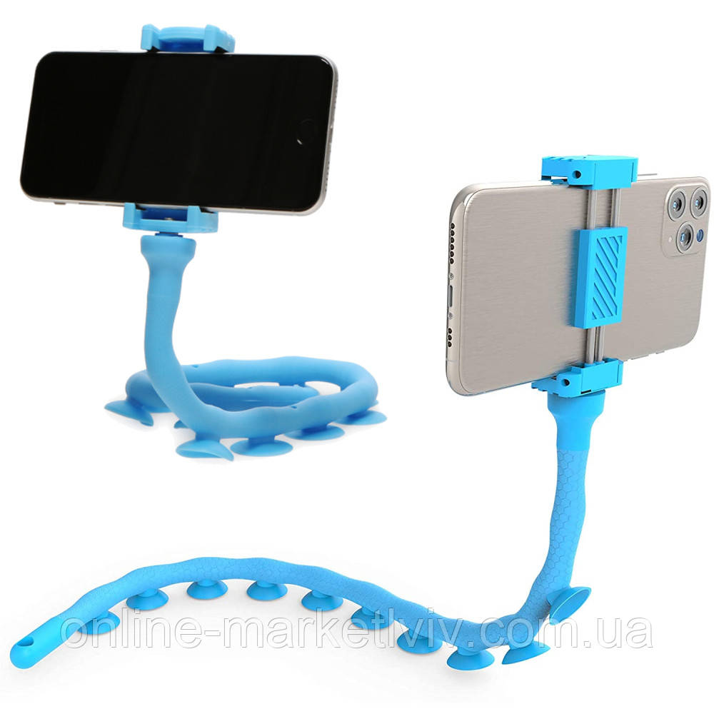 Гнучкий штатив для телефону із присосками Cute Worm Crazy Holder / Тримач для телефону / Міні штатив