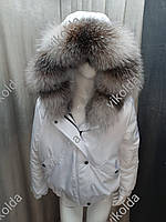 Женская зимняя куртка бомбер с натуральным мехом блюфрост с 44 по 58 54