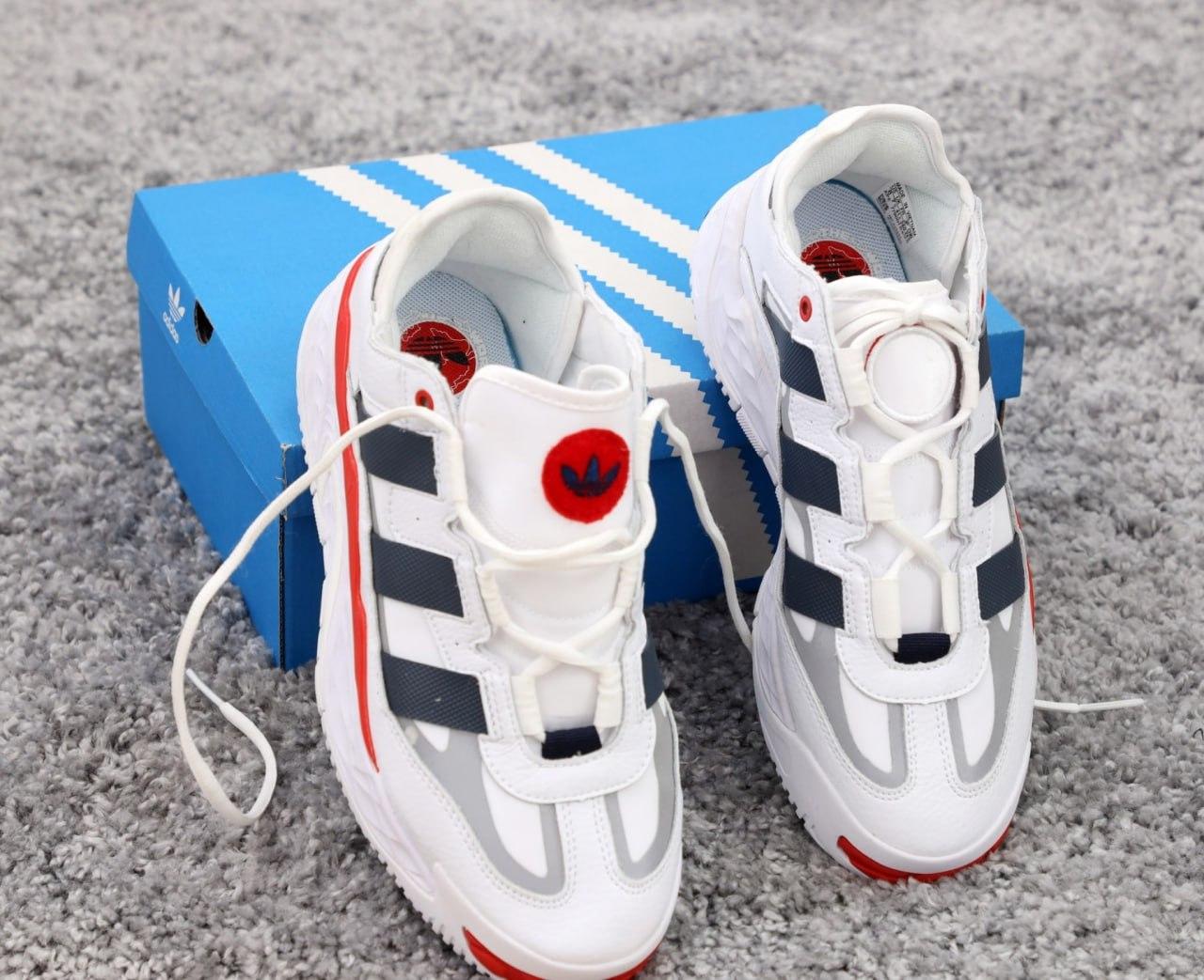 Чоловічі кросівки Adidas Niteball White Red (Білі з червоним) Взуття Адідас Найтбол осінь шкіра замш сітка