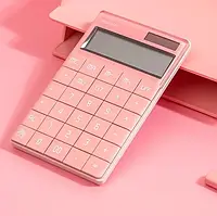 Калькулятор бухгалтерский Deli NS041 розовый, 12 разряд, безшовные кнопки, 165*103*12,5 мм