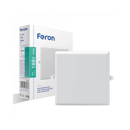 Свiтильник Feron AL706 18 W 1350 Lm 4000K квадратний вбудований 120*27mm 40096, фото 1