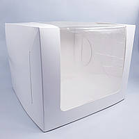 Коробка для торта с окошком (белая) 25х25х20 см
