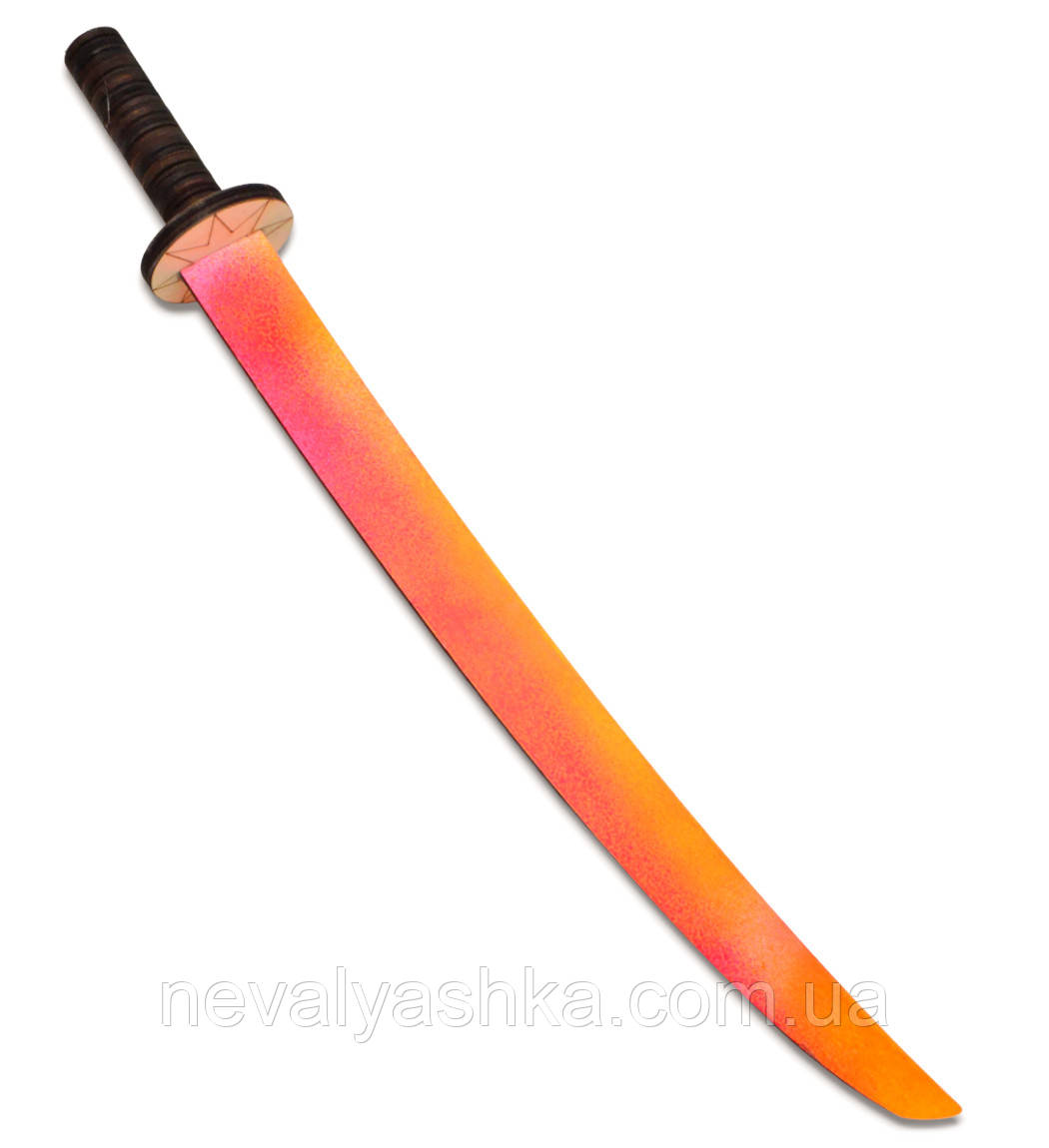 Міцний Дерев'яний Дитячий Меч Катана Кольорова Іграшкова Зброя з Фанери 50 см, фото 1