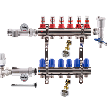 Колектор для теплої підлоги в складі на 6 контурів KOER, фото 1