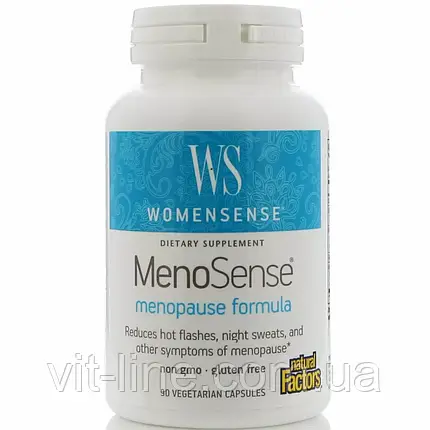 Natural Factors WomenSense MenoSense формула для прийому під час менопаузи 90 вегетаріанських капсул, фото 2