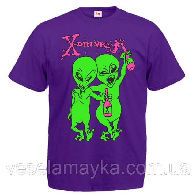 Футболка "X drink" з флуоресцентним малюнком, фото 1