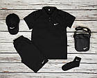 Чоловічий літній костюм Nike Поло + Шорти + Кепка + Барсетка + Шкарпетка + Шкарпетки комплект 5в1 найк білий із сірим, фото 4