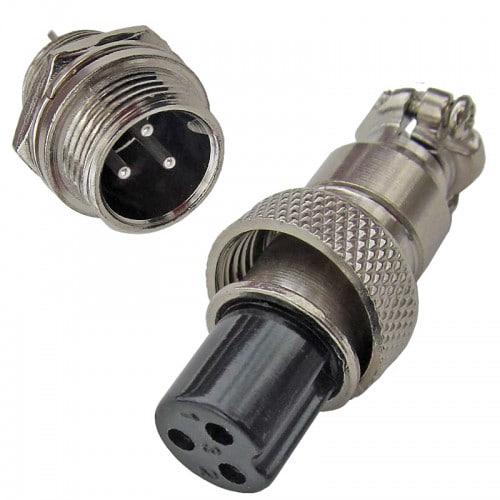 Штекер GX12-3 pin тато + мама, гніздо + штекер