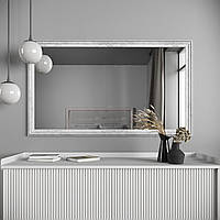 Сріблясто-біле дзеркало настінне 68х118 Black Mirror для салону краси