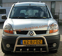 Защита переднего бампера кенгурятник низкий с надписью D60 на Renault Kangoo 1998-2008