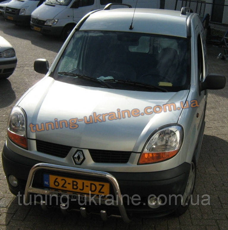 Защита переднего бампера кенгурятник низкий с надписью D60 на Renault Kangoo 1998-2008 - фото 2 - id-p325393724