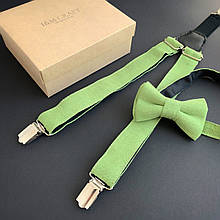 Набір дитячий I&M Craft краватка-метелик і підтяжки для штанів оливковий, на вік 1-2 роки(030332K)