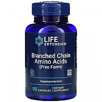 БЦА, BCAA, амінокислоти з розгалуженим ланцюгом, Brnched Chain Amino Acids, Life Extension, 90 капсул