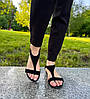 Чорні замшеві жіночі босоніжки на низькому ходу, фото 7