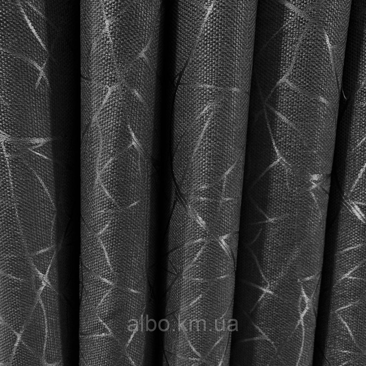 Щільна тканина для штор на метраж, льон з візерунком, темно-сірого кольору блекаут, висота 2.8 м. (M17-12)