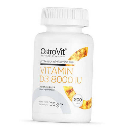 Вітамін Д3 200мкг OstroVit Vitamin D3 8000 IU 200 таблеток, фото 1