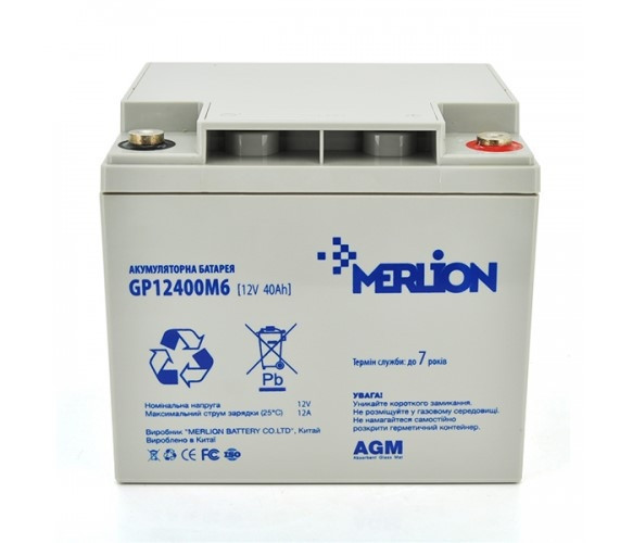 Акумулятор AGM - 40 Аг, 12 В Гелевий Merlion GP12400M6 Q1