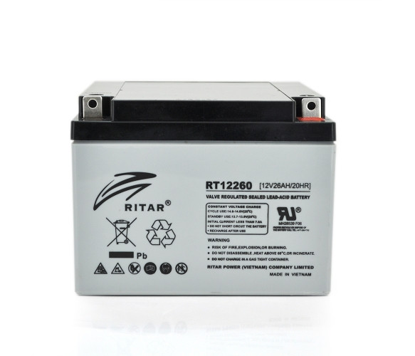 Акумулятор AGM RITAR - 26 Аг 12 В RT12260, Gray Case, Q1