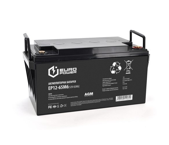 Акумулятор AGM EuroPower - 65 Аг 12 В EP12-65M6, Black Q1