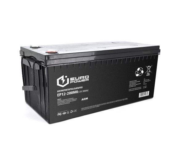 Акумулятор AGM EuroPower - 200 Аг 12 В EP12-200M8, Black Q1