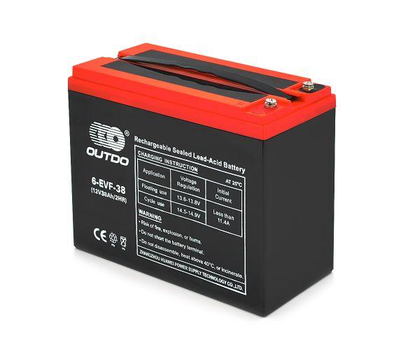 Акумулятор Тяговий 38 Ah 12 V AGM OUTDO 6-DZM-38 (EVF-38), Q1
