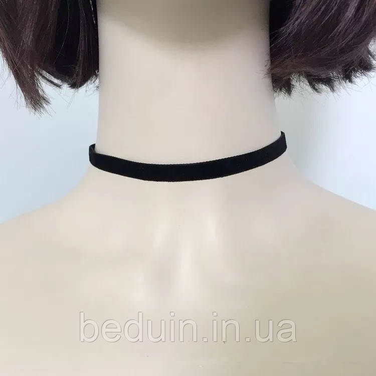 Тонкий чорний оксамитовий Чокер 1.0 см "KiKi" — Aushal Jewellery