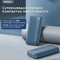 Портативний зарядний пристрій (УМБ повербанк) Remax Tinyl Series 20Вт+22.5Вт PD+QC 20000MAH BLUE RPP-213, фото 3