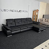 Шкіряний чорний рокладний диван, фото 3