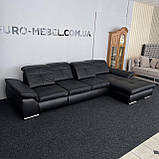 Шкіряний чорний рокладний диван, фото 7