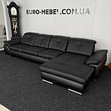 Шкіряний чорний рокладний диван, фото 6