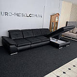 Шкіряний чорний рокладний диван, фото 2