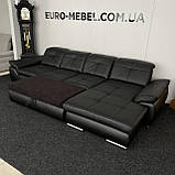 Шкіряний чорний рокладний диван, фото 8