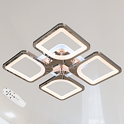 Квадратна люстра на стелю Diasha 80W до 18 кв.м колір Хром S8060/4HR 3color