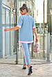 Стильний жіночий костюм Сольєр блакитний з рожевою обробкою (46-64), фото 3