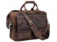 Мужская шикарная сумка портфель из натуральной винтажной кожи Vintage 14570 коричневая