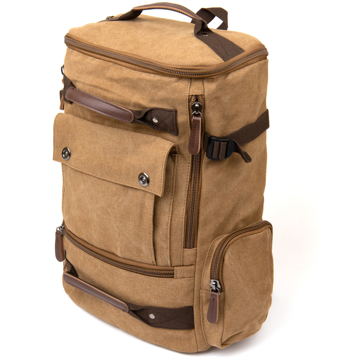 Рюкзак текстильний дорожній унісекс із ручками Vintage 20664 Пісочний практичний рюкзак у дорогу