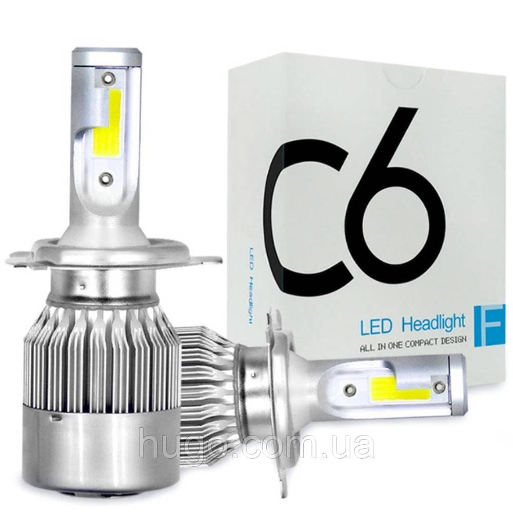 ОПТ 10 Комплектів C6-H4, LED ламп для авто 36W / Галогенні лампи для фар / Автолампа
