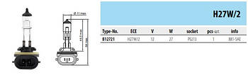 Автомобільна лампа тип H27W/2 (12 V, 27W, PGJ13) B 12721