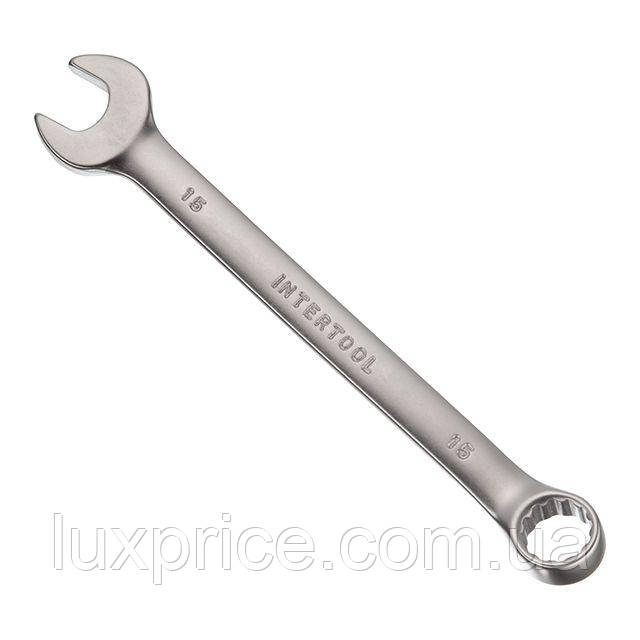 Ключ комбінований 15 мм CrV INTERTOOL HT-1215    Luxprice, фото 1