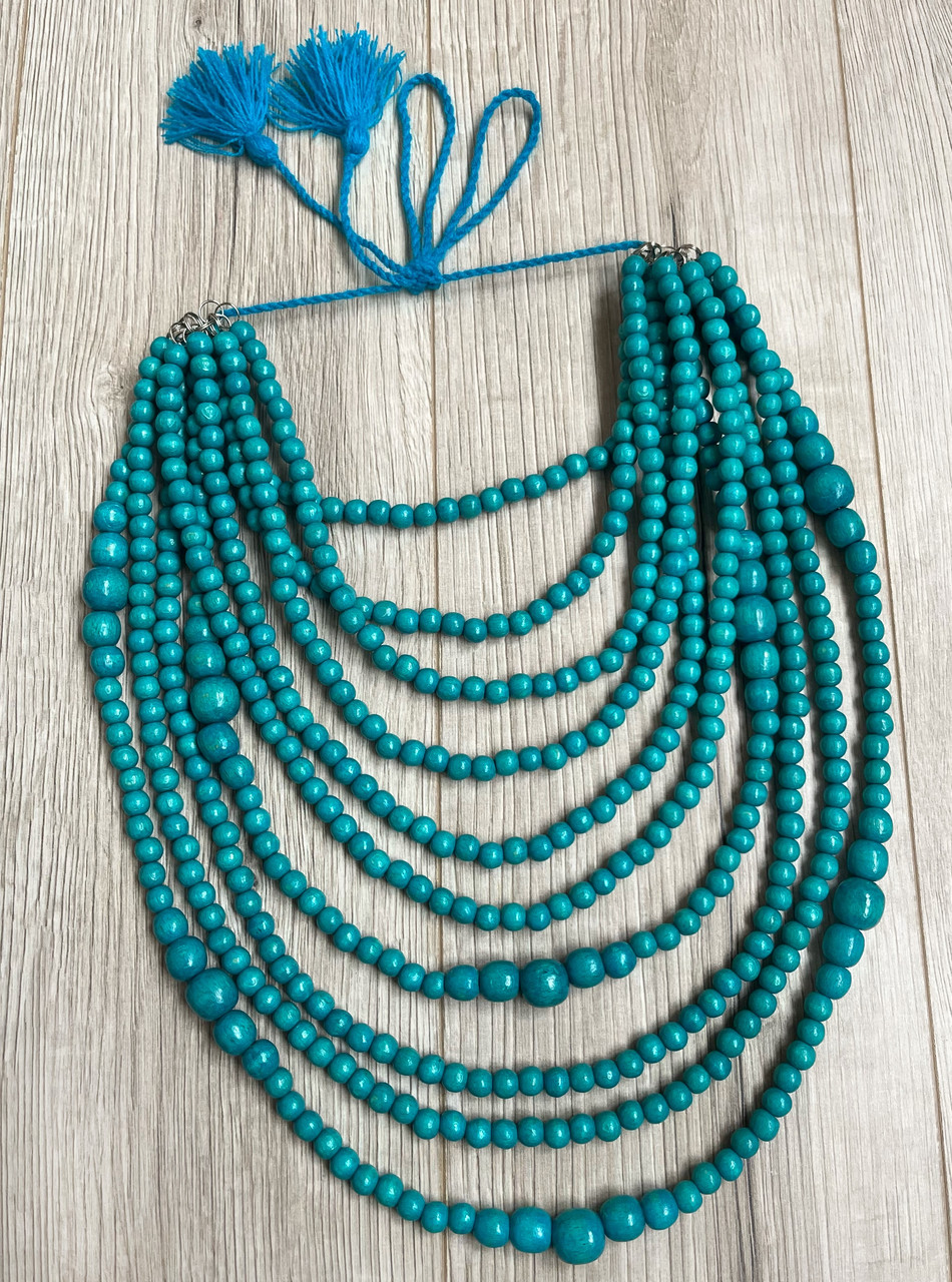 Намисто Старовинне десятка наростаюче блакитне, фото 1