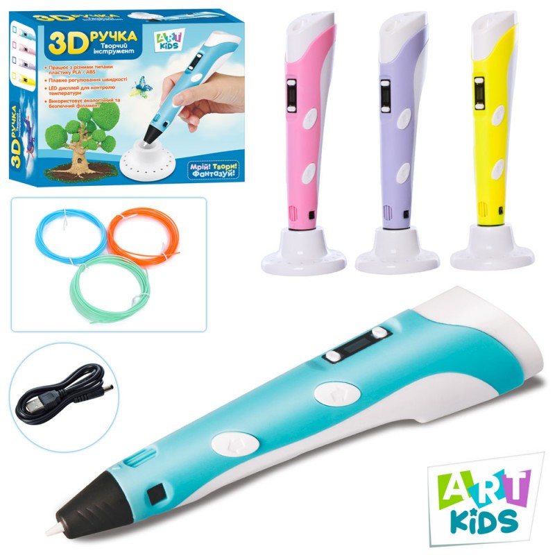 3D-ручка AK 0010, 19 см, тип філаменту (пластик) — PLA (4 кольори), USB-шнур, фото 1